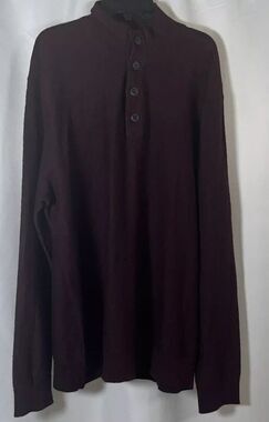 Red Ale Burgundy Men’s Long Sleeve Pullover Sweater Mock Neck Buttons Size XL